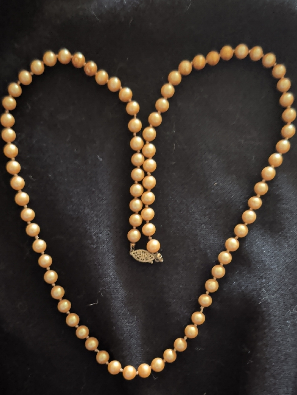 Vintage Golden/Peach Tone Pearl Bead Necklace